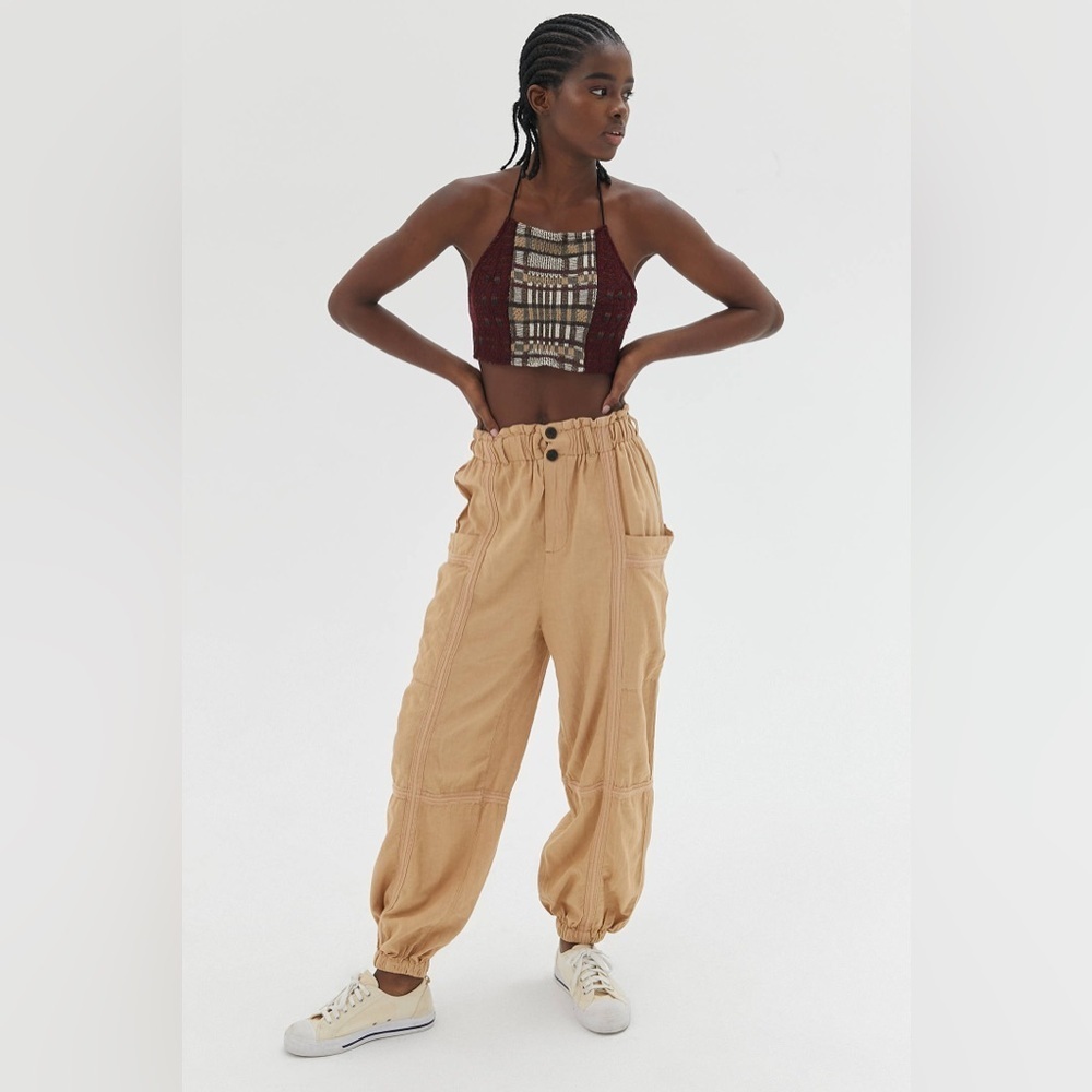 Urban Outfitters Beige Paperbag Cargo Joggers